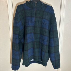 NAUTICA Men's Blue and Black Plaid Sweater